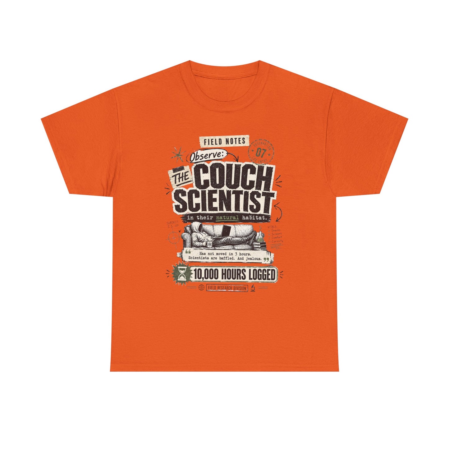 Funny Tee — "The Couch Scientist" Funny Vintage Sofa T-Shirt (10,000 Hours Logged)