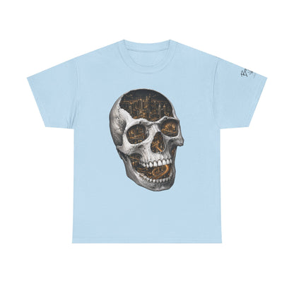 Skull City Graphic Tee — Vintage Skull with Cityscape