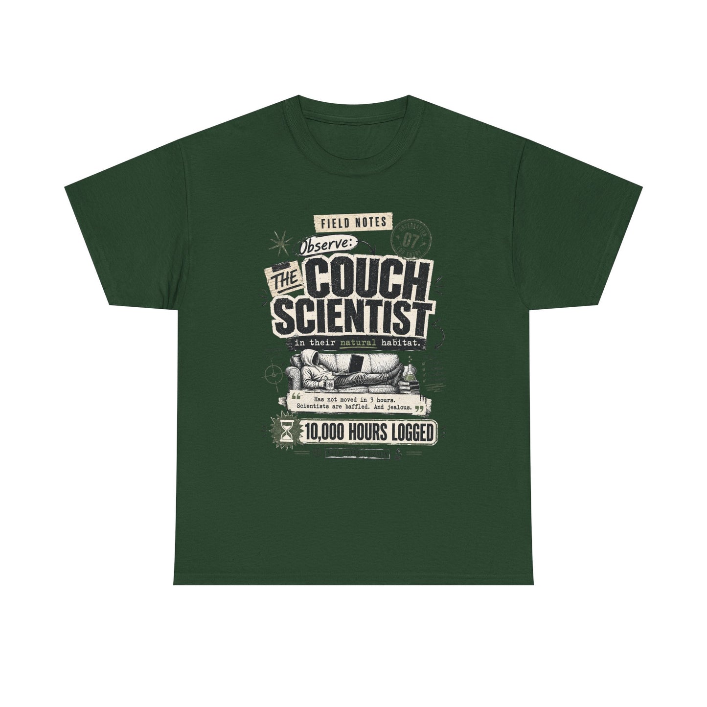 Funny Tee — "The Couch Scientist" Funny Vintage Sofa T-Shirt (10,000 Hours Logged)
