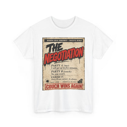 Funny The Negotiation Vintage Tee — “Couch Wins Again” Retro Graphic T‑Shirt