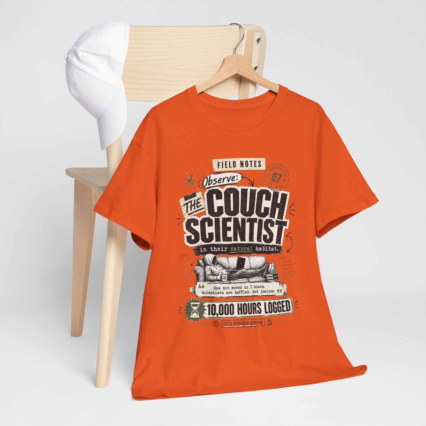 Funny Tee — "The Couch Scientist" Funny Vintage Sofa T-Shirt (10,000 Hours Logged)