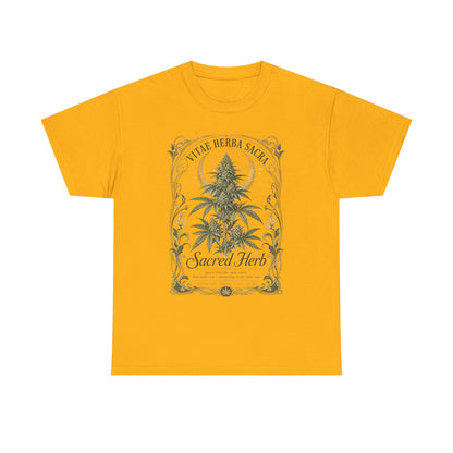 Sacred Herb Botanical T‑Shirt — "Sacred Herb" Vintage Cannabis Plant Tee