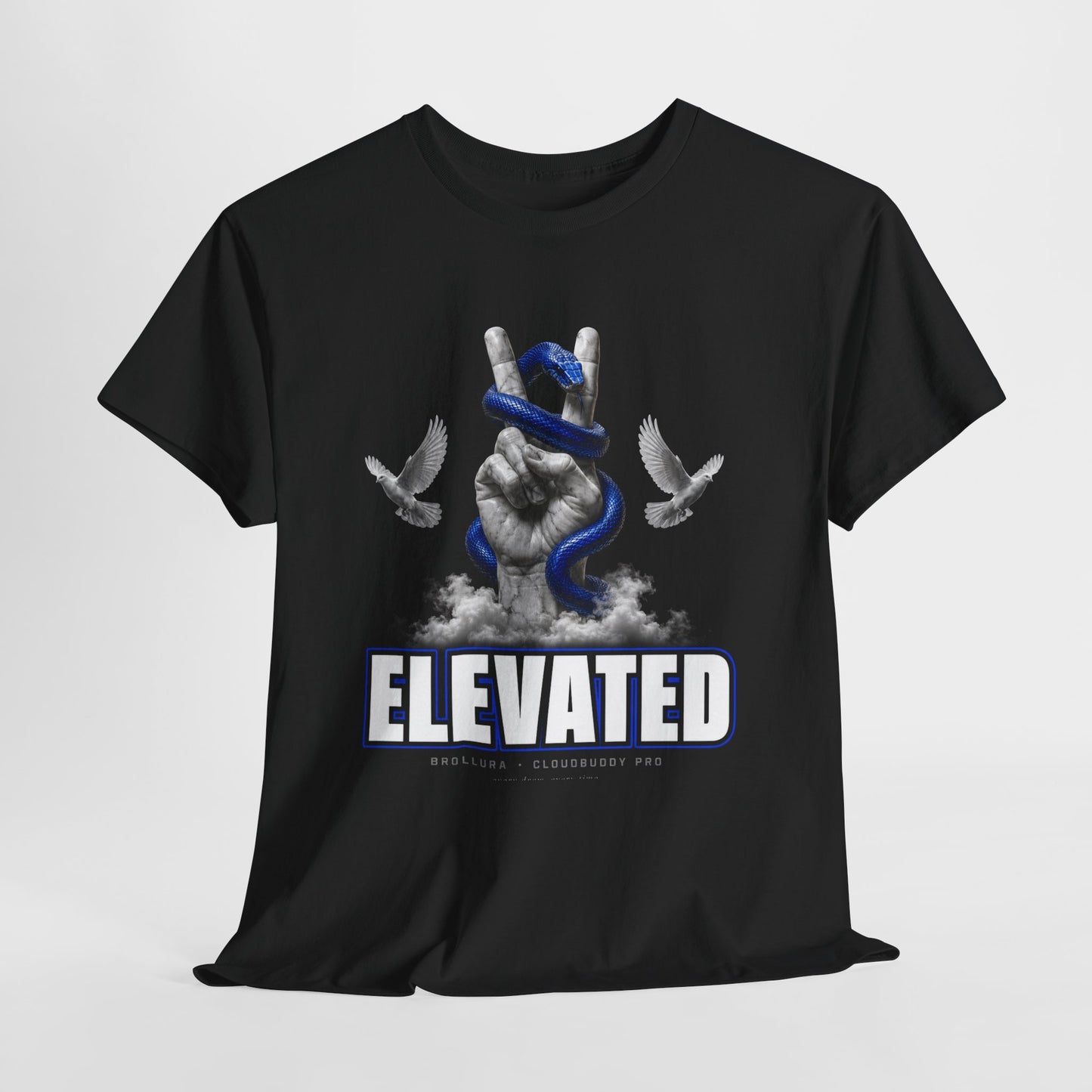 Elevated Graphic Tee — Peace Hand, Blue Snake & Doves