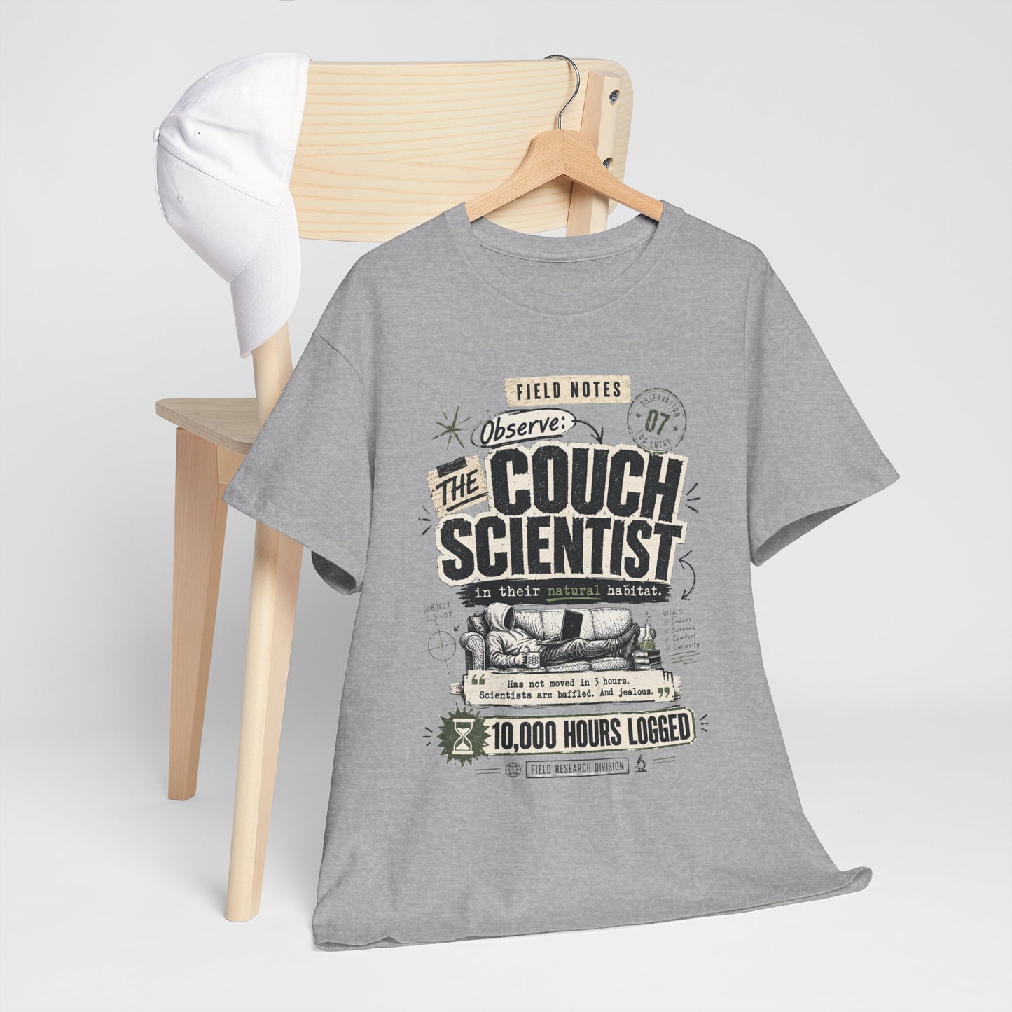 Funny Tee — "The Couch Scientist" Funny Vintage Sofa T-Shirt (10,000 Hours Logged)