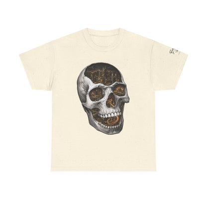 Skull City Graphic Tee — Vintage Skull with Cityscape