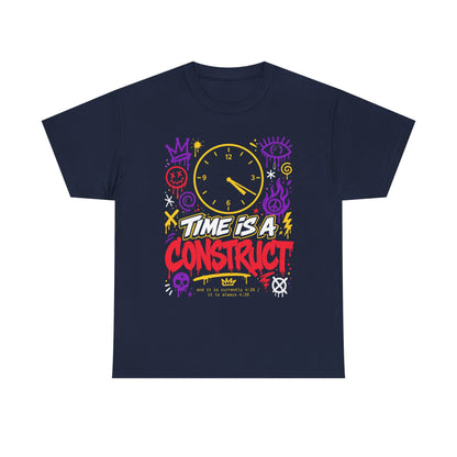 Funny Time Is a Construct Graphic Tee — Retro Neon Clock Streetwear
