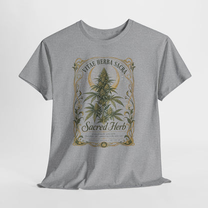 Sacred Herb Botanical T‑Shirt — "Sacred Herb" Vintage Cannabis Plant Tee