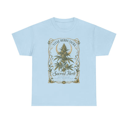 Sacred Herb Botanical T‑Shirt — "Sacred Herb" Vintage Cannabis Plant Tee