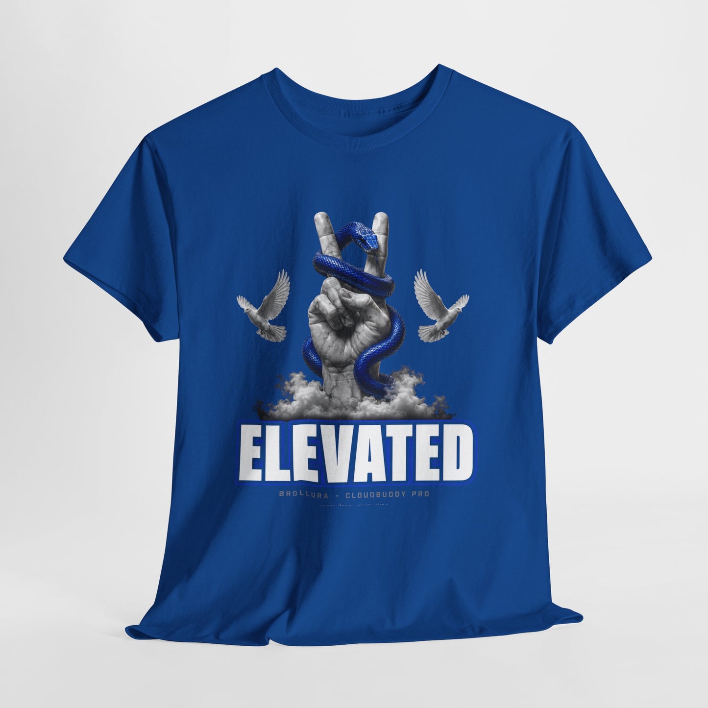 Elevated Graphic Tee — Peace Hand, Blue Snake & Doves