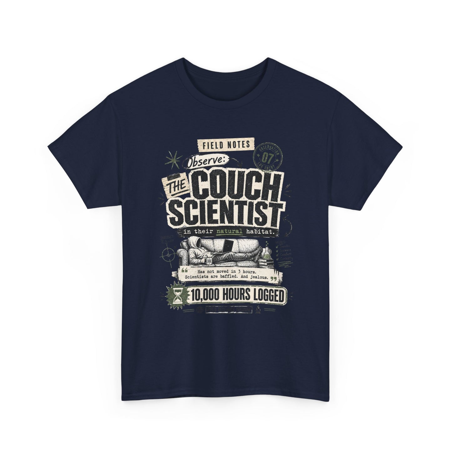 Funny Tee — "The Couch Scientist" Funny Vintage Sofa T-Shirt (10,000 Hours Logged)