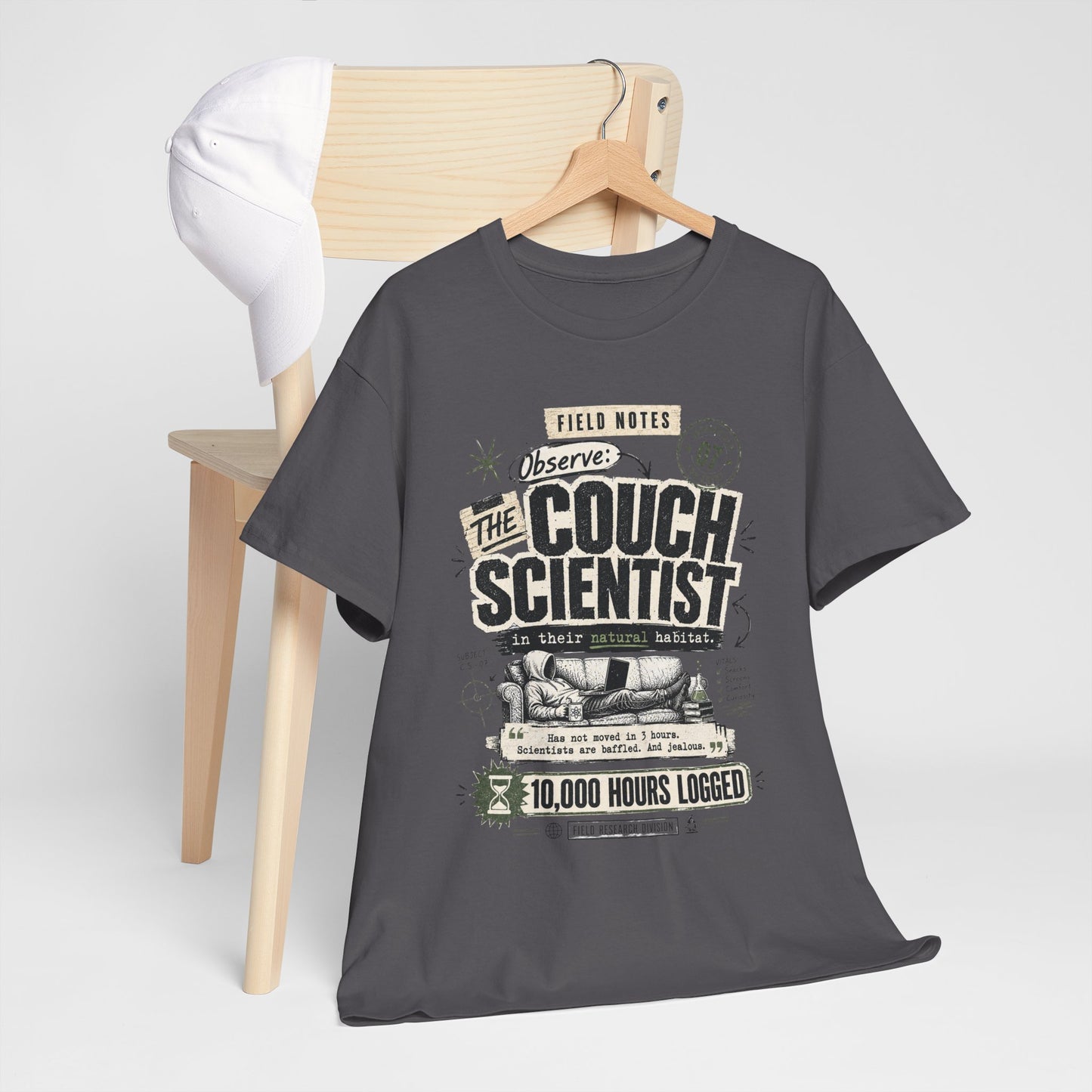 Funny Tee — "The Couch Scientist" Funny Vintage Sofa T-Shirt (10,000 Hours Logged)