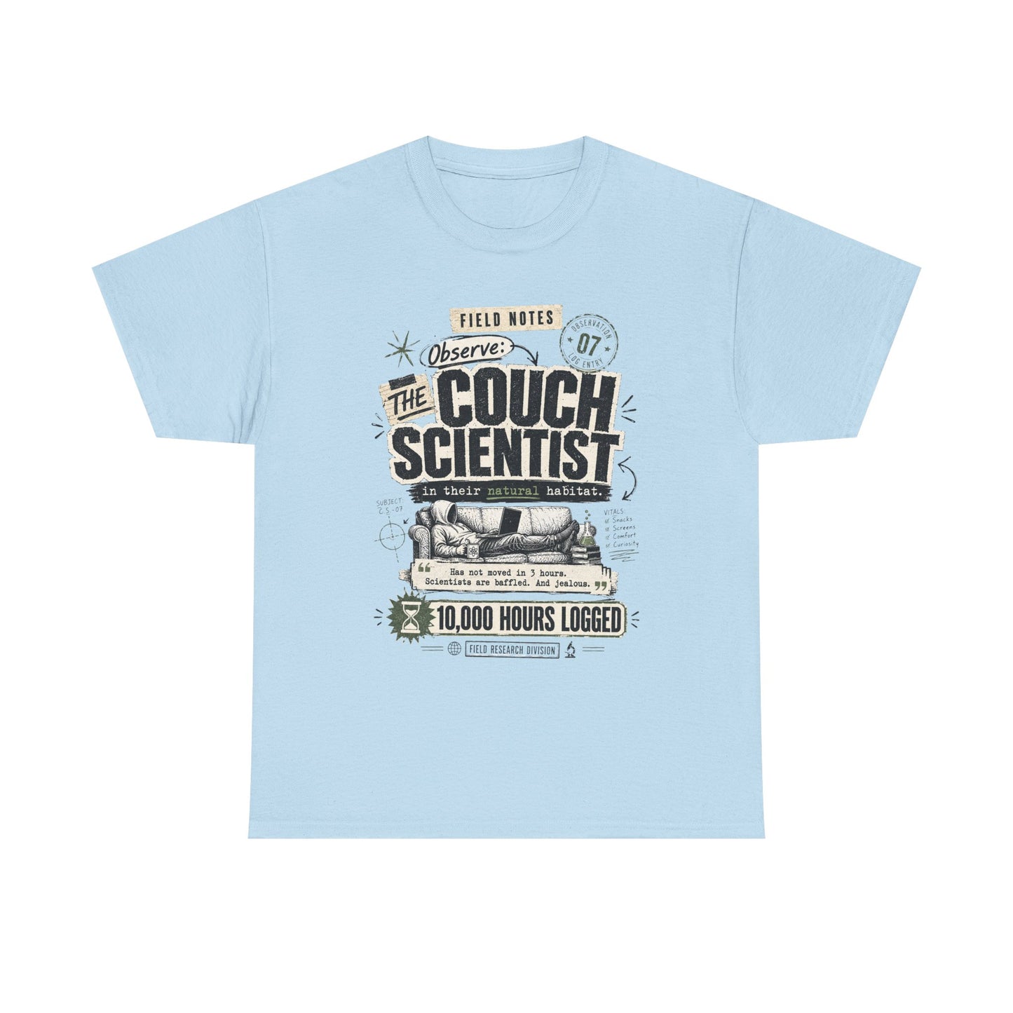 Funny Tee — "The Couch Scientist" Funny Vintage Sofa T-Shirt (10,000 Hours Logged)