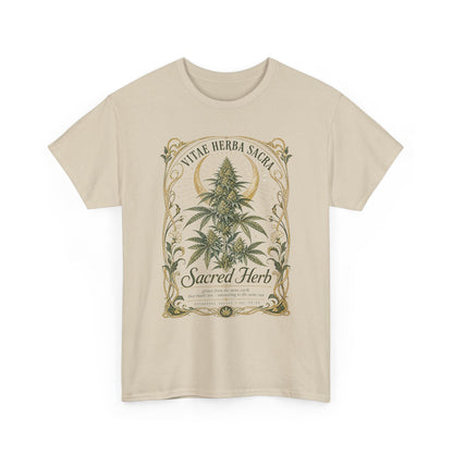 Sacred Herb Botanical T‑Shirt — "Sacred Herb" Vintage Cannabis Plant Tee