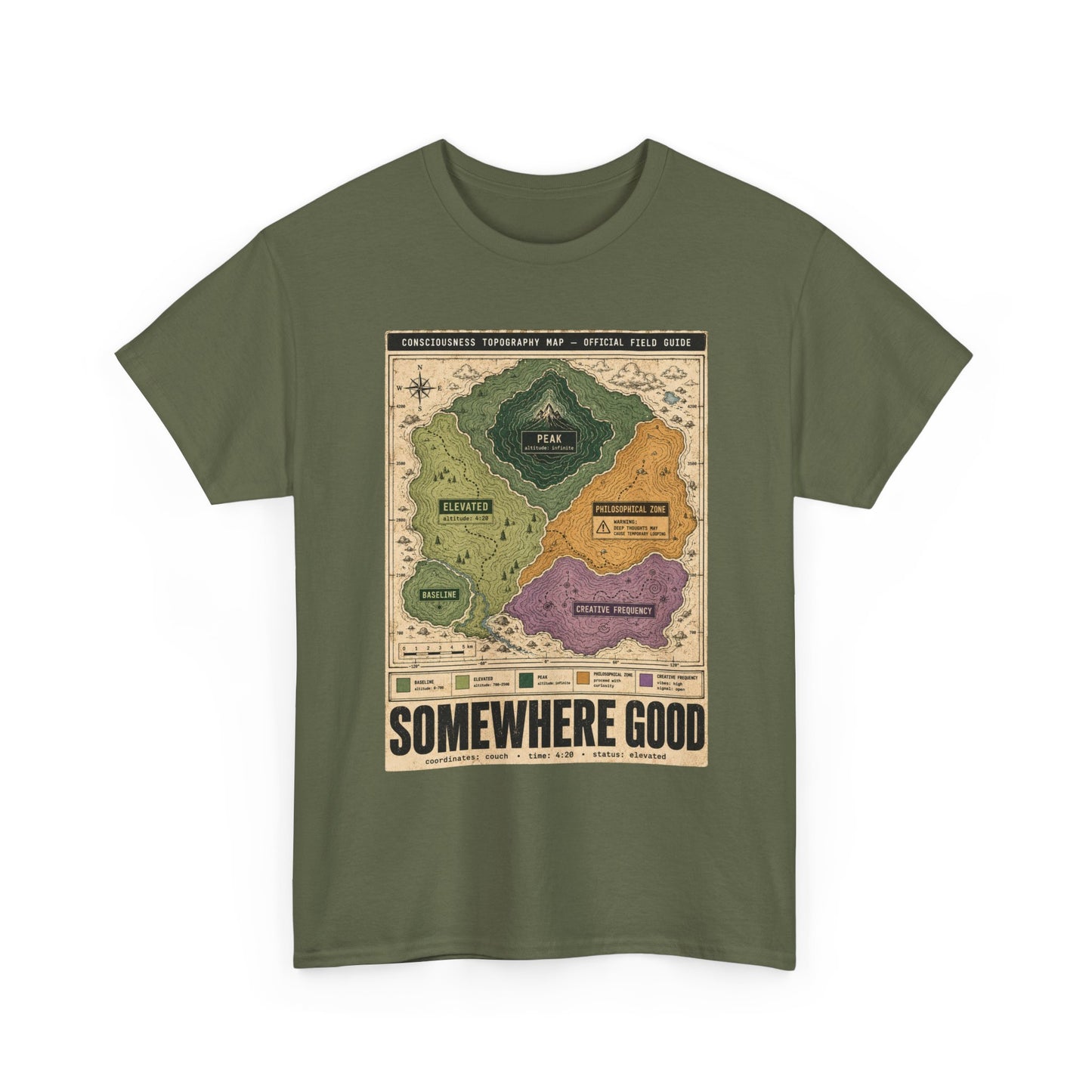 Map Graphic T-Shirt — "Somewhere Good" Vintage Adventure Tee