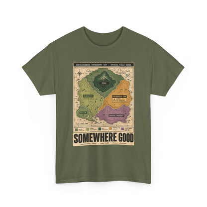 Map Graphic T-Shirt — "Somewhere Good" Vintage Adventure Tee