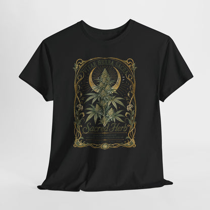 Sacred Herb Botanical T‑Shirt — "Sacred Herb" Vintage Cannabis Plant Tee