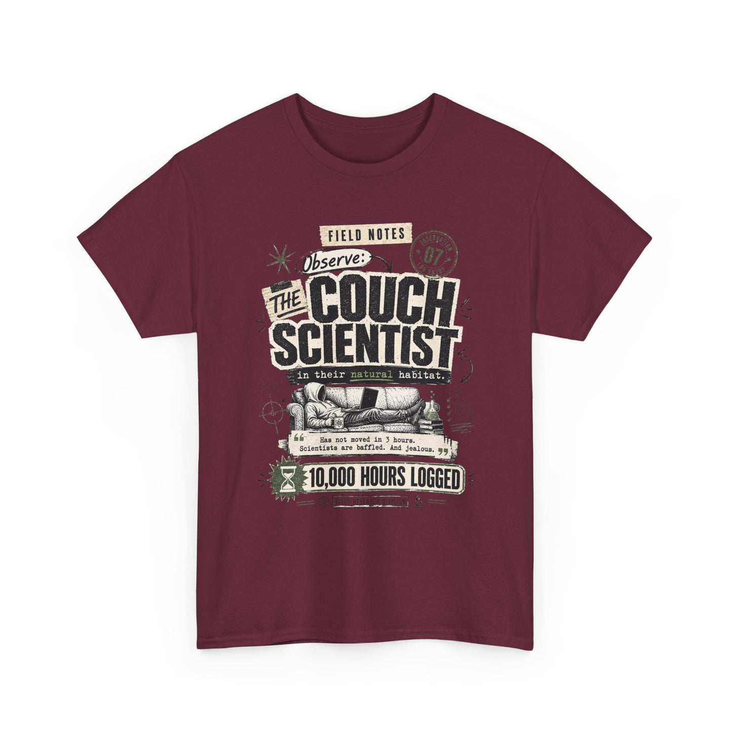 Funny Tee — "The Couch Scientist" Funny Vintage Sofa T-Shirt (10,000 Hours Logged)