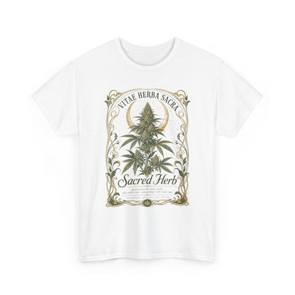 Sacred Herb Botanical T‑Shirt — "Sacred Herb" Vintage Cannabis Plant Tee