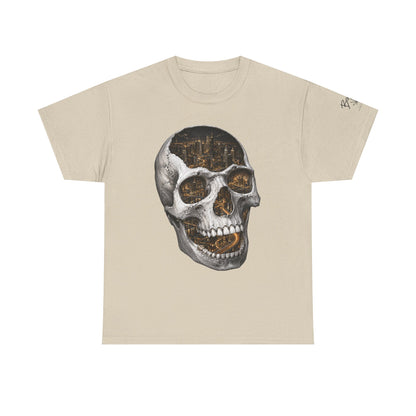 Skull City Graphic Tee — Vintage Skull with Cityscape