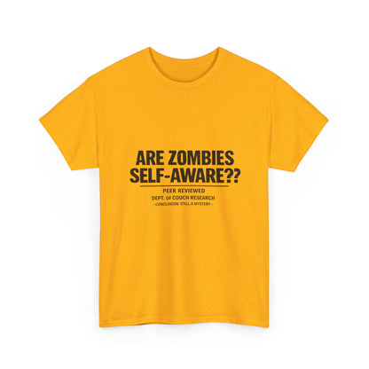 Funny Zombie Awareness Tee — "Are Zombies Self-Aware??" Graphic T-Shirt