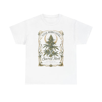 Sacred Herb Botanical T‑Shirt — "Sacred Herb" Vintage Cannabis Plant Tee