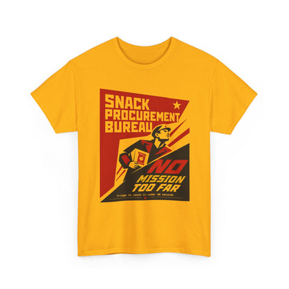 Funny Snack Procurement Bureau Tee — "No Mission Too Far" Retro Propaganda T‑Shirt