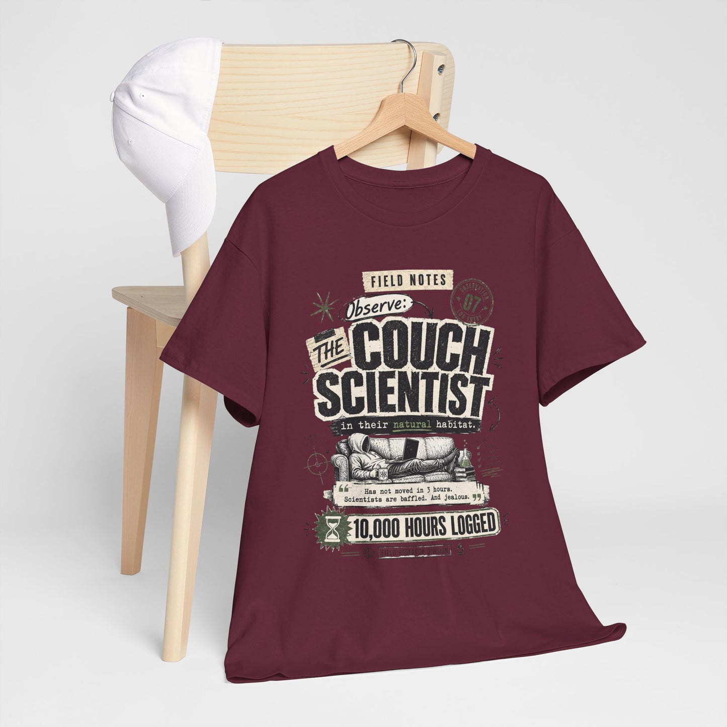Funny Tee — "The Couch Scientist" Funny Vintage Sofa T-Shirt (10,000 Hours Logged)