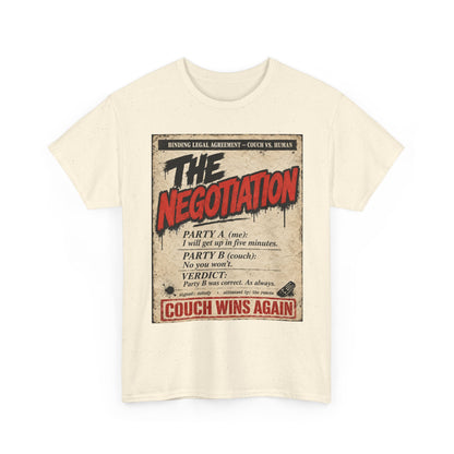 Funny The Negotiation Vintage Tee — “Couch Wins Again” Retro Graphic T‑Shirt