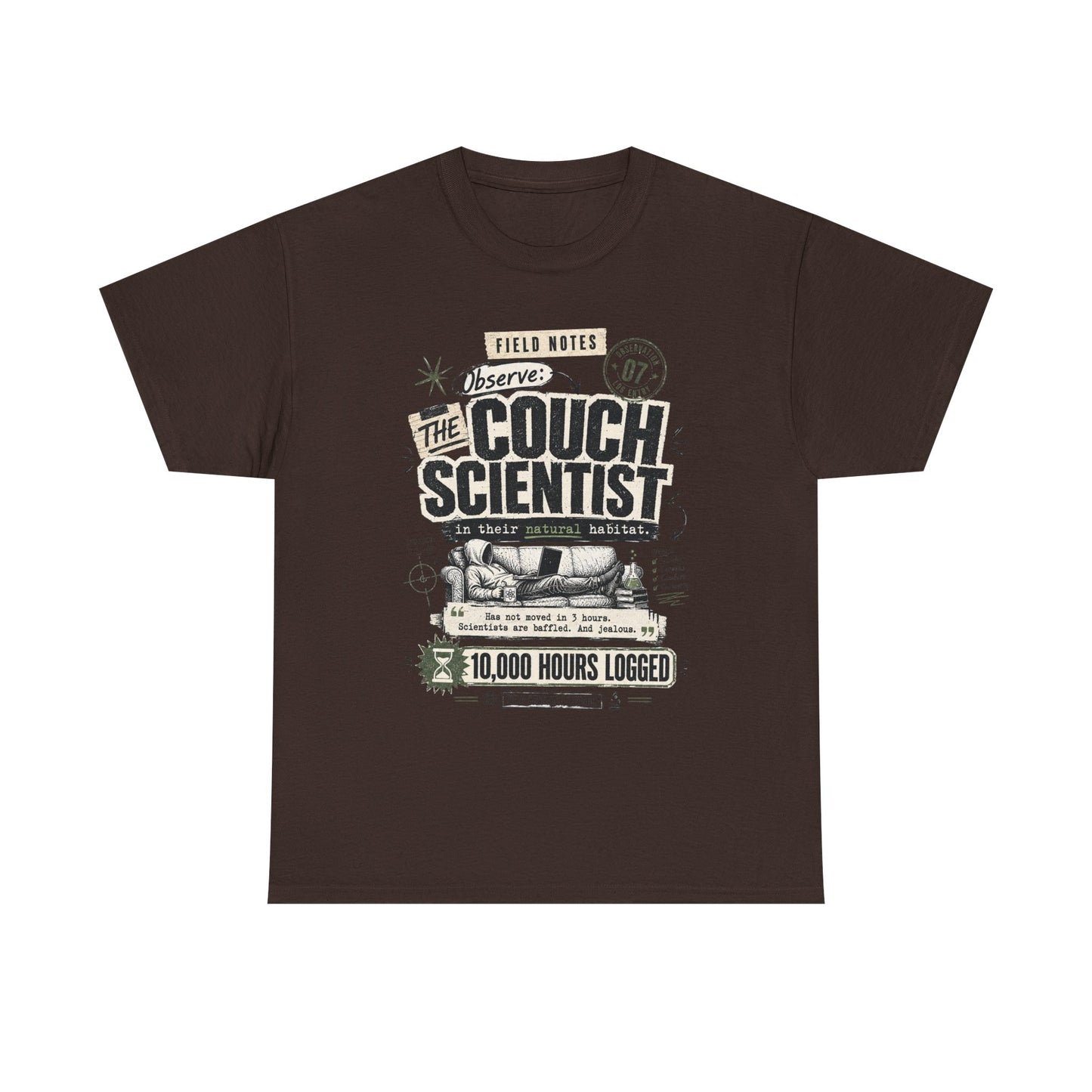 Funny Tee — "The Couch Scientist" Funny Vintage Sofa T-Shirt (10,000 Hours Logged)