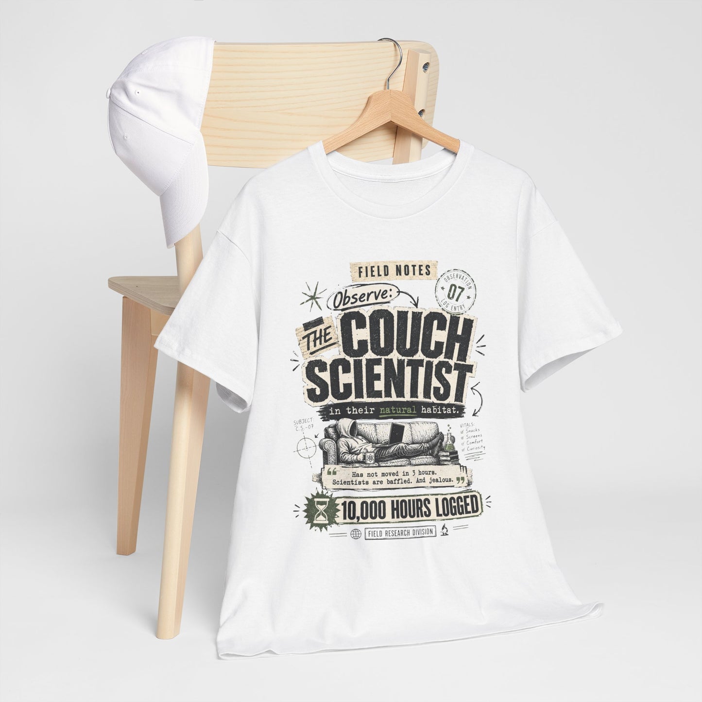 Funny Tee — "The Couch Scientist" Funny Vintage Sofa T-Shirt (10,000 Hours Logged)